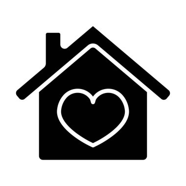 Kalpli aşk evi ikon vektör illüstrasyon tasarımı