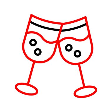 Şarap kadehi ikonu. Web için kırmızı şarap vektör simgelerinin özet çizimi