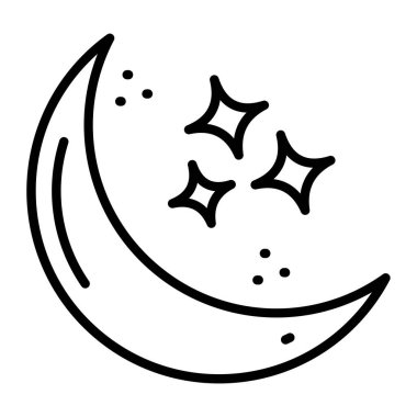 ay ve yıldız vektör çizgisi simgesi