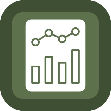 bar grafik vektör simgesi. resim biçimi yuvarlak kare düğmesi, eko yeşil ve gri renkler üzerinde düz simge sembolüdür..