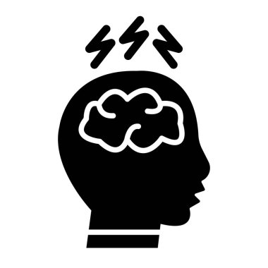 Beyin fırtınası simgesi, düşünme ve problem, beyin işareti vektörü, vektör grafikleri, beyaz arka planda katı bir desen. vektör 1