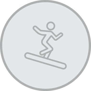 İnce çizgisel bir snowboard ikonu, spor sembolü. Kış sporu işareti. kış sporu kayağı, kayak simgesi açık gri arkaplan, mobil sembol,