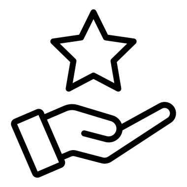 El ikonu vektörü olan bir yıldız. İnce çizgi işareti. izole edilmiş sınır sembolü çizimi