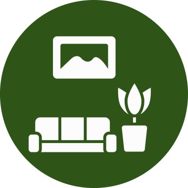 kanepe ve dizüstü bilgisayar simgesi, basit vektör illüstrasyonu