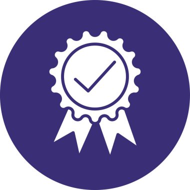 Madalya vektör ikonu. biçim düz yuvarlak sembol, kobalt rengi, yuvarlak açılar, beyaz arkaplan.