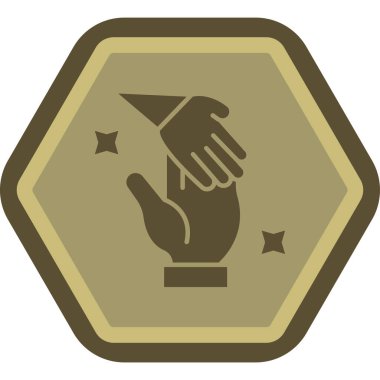 Altın madalya ikonunu tutan el.