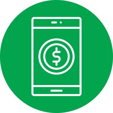 Para simgesi ve vektör illüstrasyonlu akıllı telefon