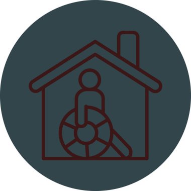 Ev simgesi olan bir adamın vektör çizimi