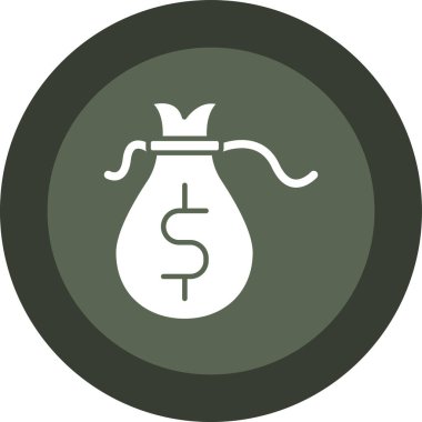 Para çantası düz yuvarlak vektör simgesi