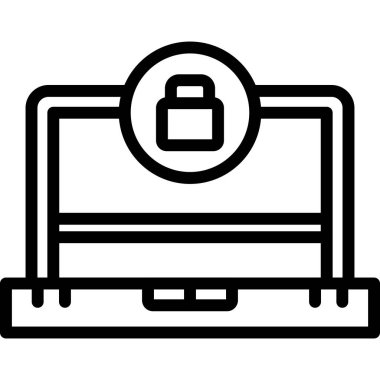 dizüstü bilgisayar ve asma kilit simgesi. Beyaz arkaplanda izole edilmiş web tasarımı için özet güvenlik ve veri koruma vektör simgesi