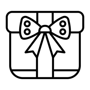 Kutu hediye yay ikonu. Beyaz arkaplanda izole edilmiş web tasarımı için özet hediye kutusu vektör simgesi