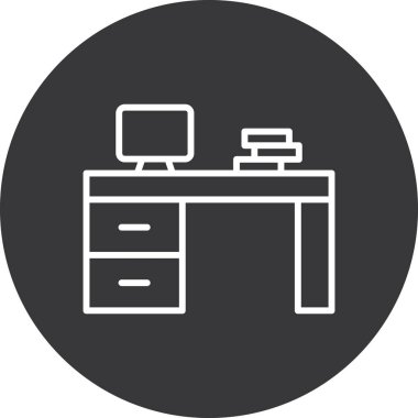 Ofisin vektör illüstrasyonu ve modern simge, ofis