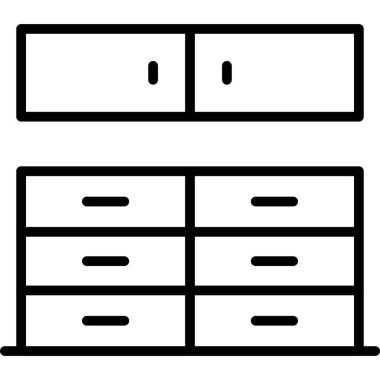 Çekmece simgesi. Web için dolap vektör simgelerinin özet çizimi