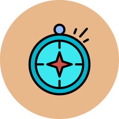 Pusula Simgesi Vektörü. Özet Pusula İşareti. İzole edilmiş Contour Sembol İllüstrasyonu.