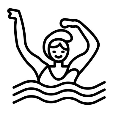 Yüzme figürü vektör çizimi olan genç bir kadın.