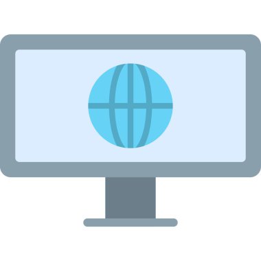 Küresel vektör illüstrasyon tasarımı ile bilgisayar monitörü