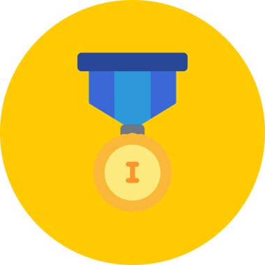 Madalya simgesi, vektör illüstrasyonu beyaz arkaplanda izole edildi