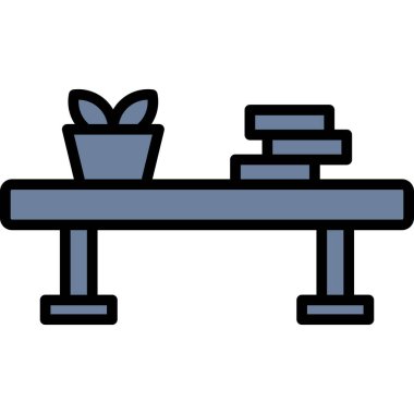 tablo simgesi renk ana hatları vektörü olan masa