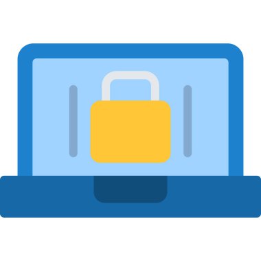 Kilit vektör illüstrasyon tasarımlı dizüstü bilgisayar