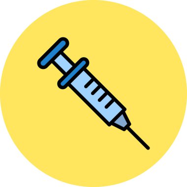 Enjeksiyon vektör simgesi. biçim düz sembol, yuvarlak açılar, mavi arkaplan, yuvarlak açılar,