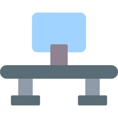 Ofis masası, illüstrasyon, vektör, beyaz arkaplan.