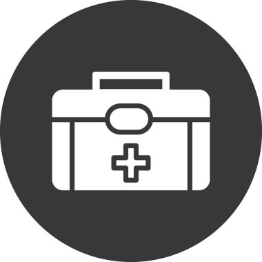 Tıbbi malzeme vektör ikonu. biçim düz semboldür, yuvarlak gri renk, beyaz arkaplan, beyaz arkaplan.