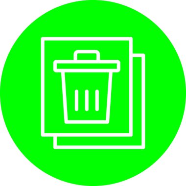 Çöp kutusu vektör simgesi. biçim düz yuvarlak simge, eko eko yeşil renk, yuvarlak açılar, beyaz arkaplan.