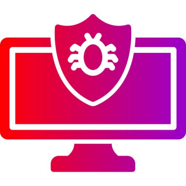 Kalkan simgesi olan dizüstü bilgisayar, vektör illüstrasyonu