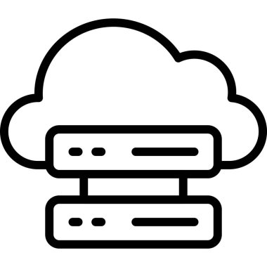 Bulut hesaplama sunucusu simgesi. Beyaz arkaplanda izole edilmiş web tasarımı için bulut hesaplama vektör simgesi