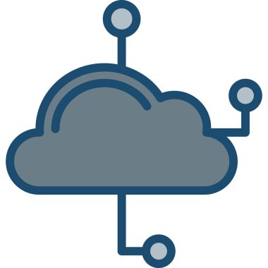 ağ bulut hesaplama simgesi ana hat biçiminde