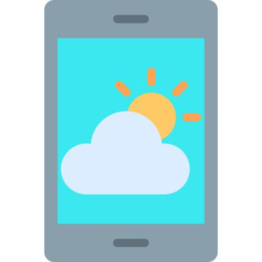 Güneş ikonlu bulut, düz tasarım