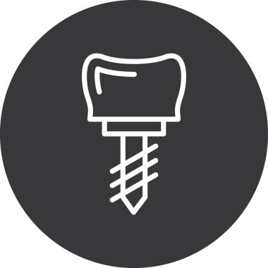 Diş implantı çizgi simgesi, vektör illüstrasyon tasarımı, dış hat arkaplan vektörü