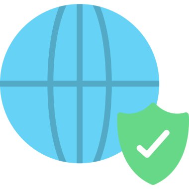 Web koruma simgesi. Web için basit güvenlik vektör simgeleri çizimi