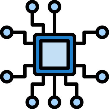 çip işlemci simgesi. taslak işlemci yonga vektör simgesi rengi düz izole