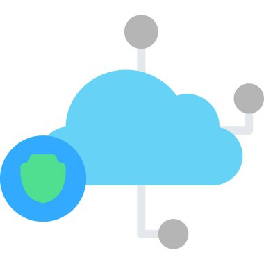 Düz biçimli bulut veri ağı simgesi