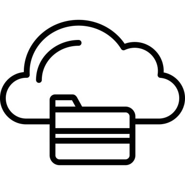 Bulut depolama ikonu ana hatları vektörü. Bulut deposu. veri depolama