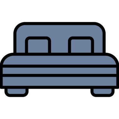 Yatağa. Web simgesi vektör illüstrasyonu
