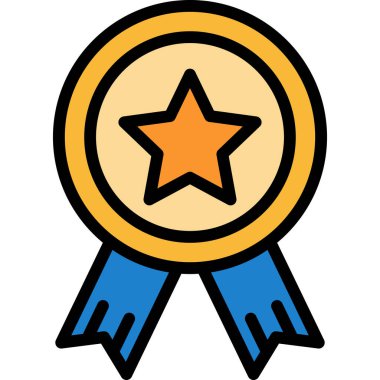 madalya vektörü düz renk simgesi