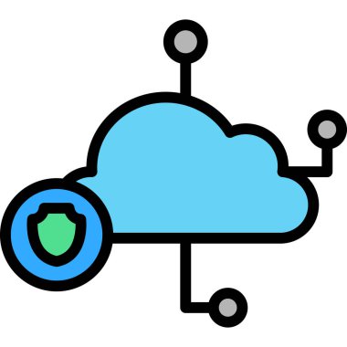 Bulut veri simgesi. ana hat bulut veri vektör rengi düz izole