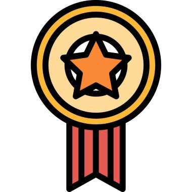 Madalya ödülü ikonu renk ana hatları vektörü