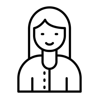 Genç kadın ikon ana hatları vektörü. İnsan. avatar kişi