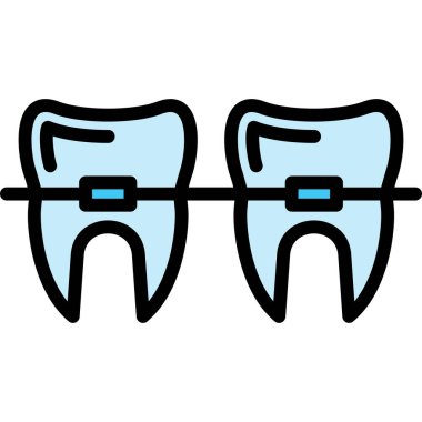Diş ikonu. Web için diş vektörü simgelerinin özet çizimi