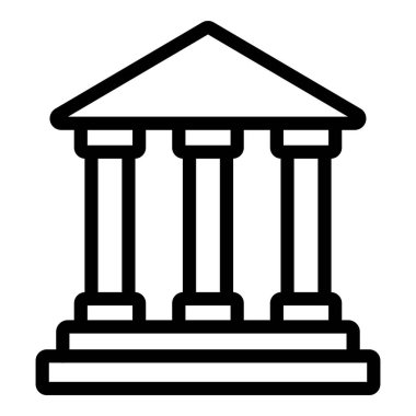 Banka binası ikon ana hatları vektörü. Bina binası ev binası