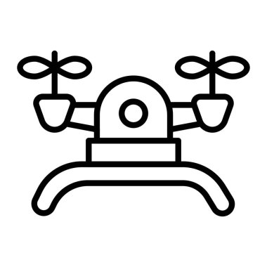 İnsansız hava aracı simgesi. Beyaz arkaplanda izole edilmiş web tasarımı için drone vektör simgesi taslağı