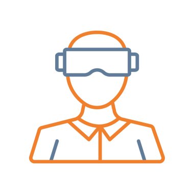 Sanal gerçeklik kulaklığı olan ve simgeyi dolduran adam