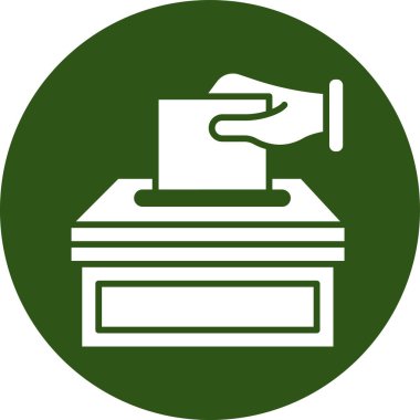 Oylama vektör simgesi. biçim iki renkli düz sembol, yeşil ve gri renkler, yuvarlak açılar, beyaz arkaplan.