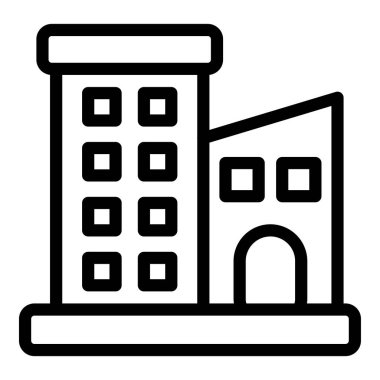 Bina simgesi. Web için vektör oluşturma sembolünün özet çizimi