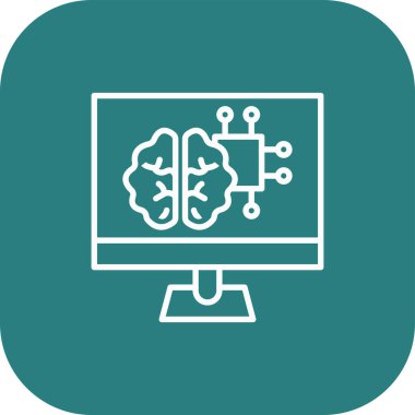 yapay zeka ve beyin ikonu, vektör