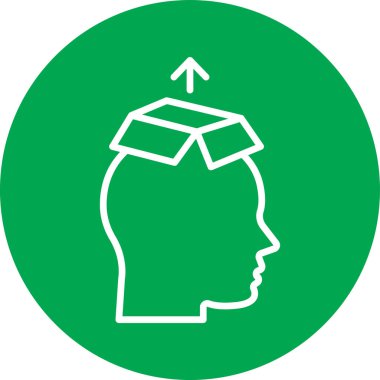 Beyin vektör simgesi. biçim düz daire içine alınmış sembol, eko yeşil renk, yuvarlak açılar, beyaz arkaplan