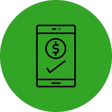 Dolar işareti simgesi olan akıllı telefon, vektör illüstrasyonu